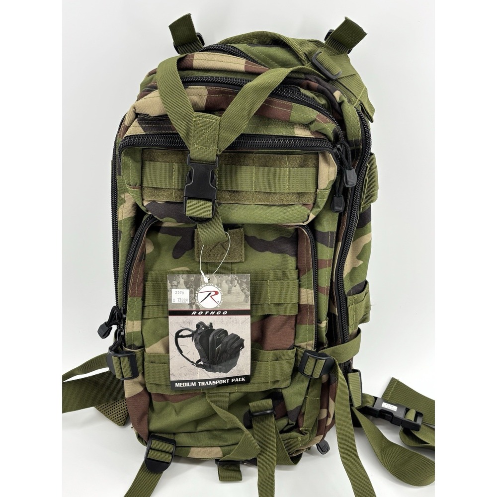 Rothco Woodland Camo Medium Transport Pack MOLLE Tactical Backpack 2579 NEW